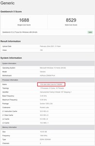 Intel Core i9-11900KF. (Fuente de la imagen: Geekbench)