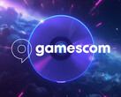 Logotipo de la Gamescom sobre un disco de PS5