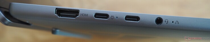 lado izquierdo: HDMI, 2x USB-C 3.1 Gen2 (DP 1.4 + PD), audio