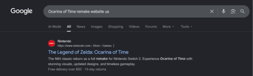 Filtración en Google sobre el remake de «The Legend of Zelda: Ocarina of Time» para Switch 2