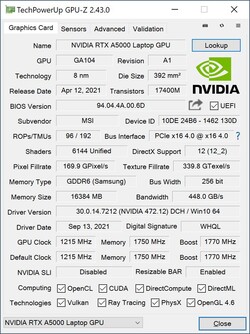 GPU-Z Nvidia RTX A5000