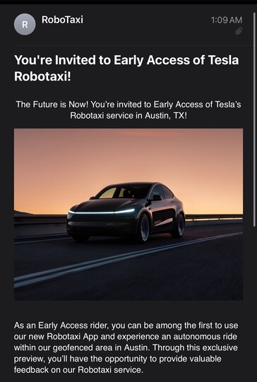 Invitación al lanzamiento del Tesla Robotaxi.