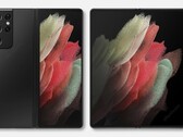 Se rumorea que el Galaxy Z Fold3 tendrá este aspecto. (Fuente: Twitter)