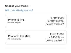 Apple's precios para el iPhone 13 Pro y iPhone 13 Pro Max son innegablemente altos (Imagen: Apple Store)