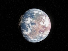Ilustración de un artista que muestra un exoplaneta en el espacio.
