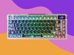 El teclado mecánico Asus ROG NightMagic Extreme Special Edition cuenta con una carcasa y teclas totalmente transparentes. (Fuente de la imagen: Asus, Unsplash, editado)