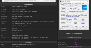 entrada del i5-12400F. (Fuente de la imagen: CPU-Z Validator vía @TUM_APISAK)