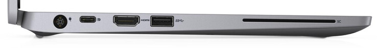 Lado izquierdo: fuente de alimentación, USB 3.2 Gen 2 (Tipo C; DisplayPort, entrega de energía), HDMI, USB 3.2 Gen 1 (Tipo A)