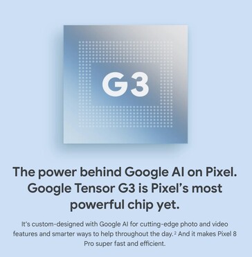 Declaraciones de marketing de Google Tensor G3. (Fuente: Google)