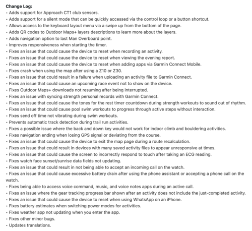 Las notas de la actualización del Garmin Forerunner 970 versión 17.33