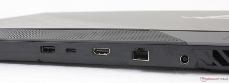 Izquierda: USB-A 3.2 Gen. 1, USB-C 3.2 Gen. 2 con DisplayPort y Power Delivery, HDMI 2.0b, Gigabit RJ-45, adaptador de CA