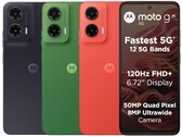 El Moto G35 5G viene en colores Verde Hoja, Negro Medianoche y Rojo Guayaba (Fuente de la imagen: Motorola)