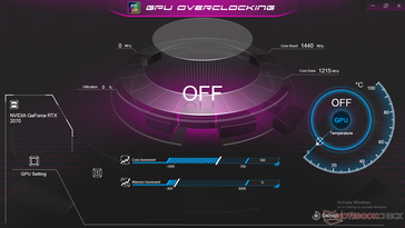 Pantalla de overclock en la GPU