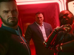 La protagonista de Cyberpunk 2077 'V' a la izquierda, Jackie en el centro y Dexter DeShawn a la derecha. (Fuente de la imagen: CD Projekt Red)