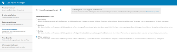 Dell Power Manager - Configuración de la temperatura