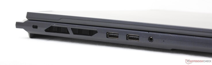 Izquierda: Bloqueo Kensington, 2x USB-A 3.2 Gen. 2, auriculares de 3,5 mm