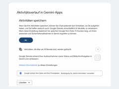 Página de configuración de Google en la que se muestra el interruptor «Mantener actividad» activado