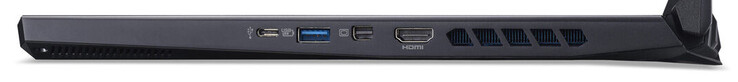 Lado derecho: un puerto USB 3.2 Gen 2 (Tipo C), un puerto USB 3.2 Gen 1 (Tipo A), puerto miniDP, puerto HDMI