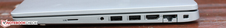 microSD, puerto de audio combinado, 2 USB-A 3.0, HDMI, RJ45, Dell Secure Lock