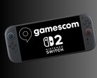 Nintendo Switch 2 mostrando el logotipo de Gamescom (Fuente de la imagen: Gamescom, Nintendo of America con ediciones)