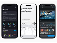 iPhones que muestran las funciones SmartGym, Stoic y VLLO con Apple Intelligence. (Fuente de la imagen: Apple Newsroom)