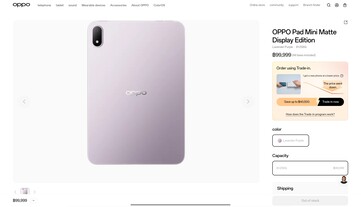 La ficha del Oppo Pad Mini en Oppo Thailand, con un precio provisional, también muestra que la única configuración disponible tiene 8GB de RAM y 256GB de almacenamiento