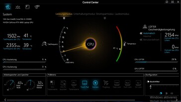Centro de control: modos de rendimiento y mucho más