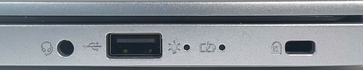 Derecha: puerto de audio combinado, 1 USB 2.0 Tipo-A, bloqueo Kensington