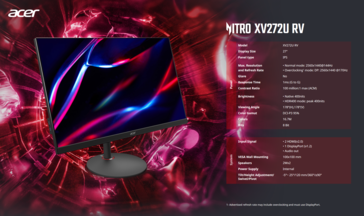 Hoja de especificaciones del Acer Nitro XV272U RV (imagen vía Acer)