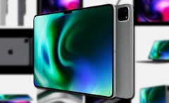 Los renders no oficiales del iPad Pro de 2022 Apple muestran la muesca de la pantalla al frente y al centro. (Fuente de la imagen: @ld_vova - editado)