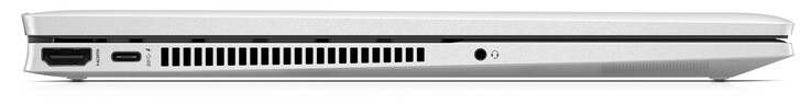 Lado izquierdo: salida HDMI, un puerto USB 3.2 Gen 2 (Tipo-C; Power Delivery, DisplayPort), toma combinada de auriculares/micrófono