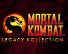 Mortal Kombat: Legacy Kollection con el icónico emblema del dragón y texto en degradado rojo y amarillo sobre un fondo craquelado oscuro (Fuente de la imagen: Warner Bros. Games / NetherRealm Studios)