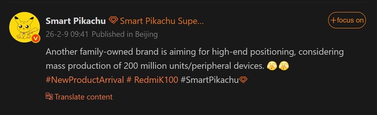 Smart Pikachu comparte un nuevo informe sobre la serie Redmi K100