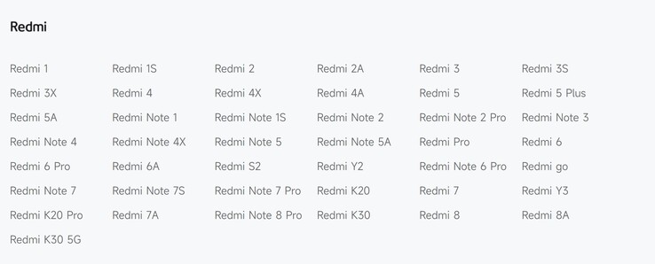 Lista de productos Redmi EOS. (Fuente de la imagen: Xiaomi)