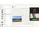Imagen promocional de WhatsApp en Windows 11 que muestra la interfaz de usuario del chat sobre un fondo de color beige. (Fuente de la imagen: Microsoft Store)