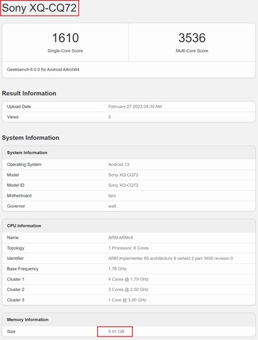 Xperia 5 IV. (Fuente de la imagen: Geekbench)