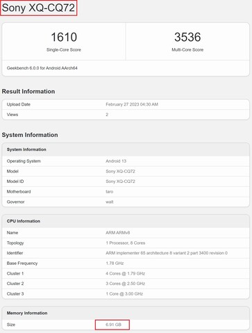 Xperia 5 IV. (Fuente de la imagen: Geekbench)