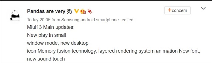 Actualizaciones de MIUI 13. (Fuente de la imagen: Weibo)