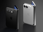 Una imagen renderizada conceptual del iPhone Fold en dos colores.