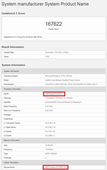 RX 6800 XT puntuación. (Fuente de la imagen: Geekbench)