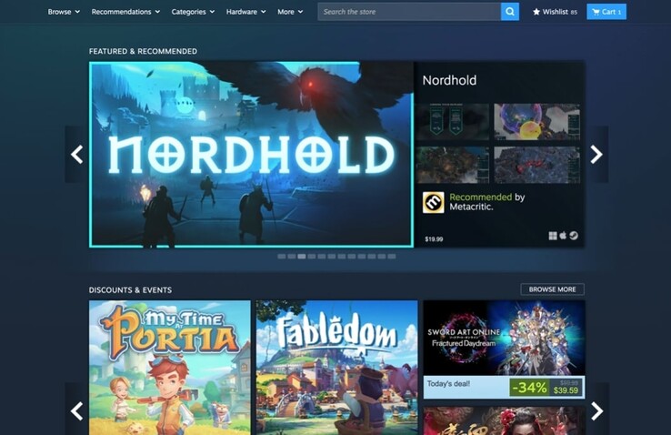 La tienda de Steam cuenta ahora con una nueva barra de menú central. (Fuente de la imagen: Steam)