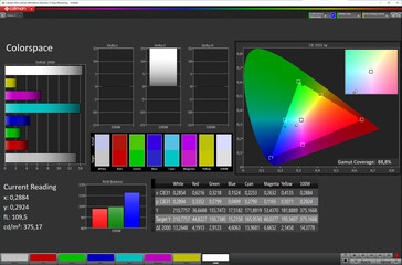 Espacio de color (espacio de color de destino: sRGB; perfil: Profesional, Estándar)