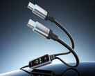 El cable de carga rápida 2 en 1 puede ofrecer hasta 140 W de potencia. En la imagen: una fotografía promocional en la que se muestran los dos puertos de salida USB-C.