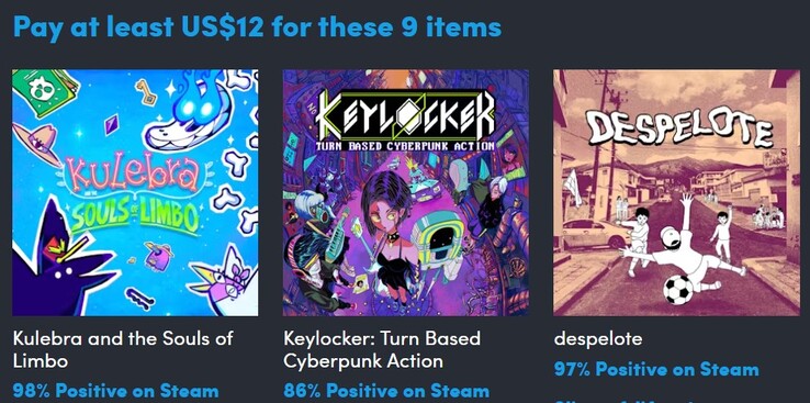Imagen decorativa. Pagando 12 dólares obtendrá 9 artículos (Fuente de la imagen: Humble Bundle)