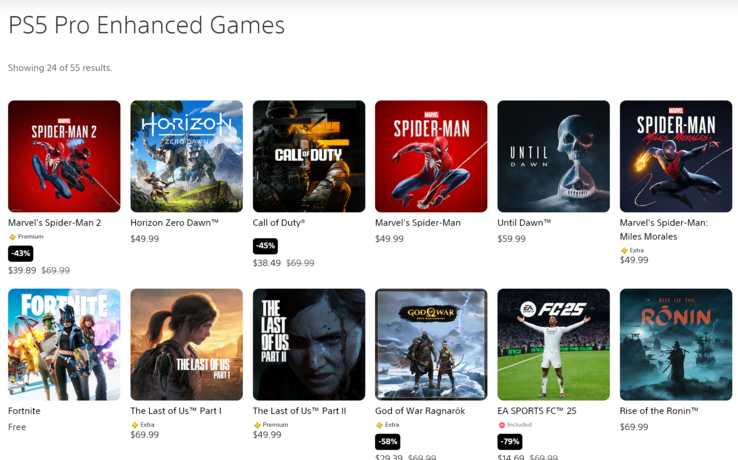 Lista de juegos de PS5 Pro Enhanced para julio de 2025 (Fuente de la imagen: captura de pantalla, PlayStation Store)