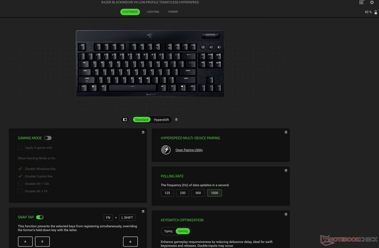 La personalización de la BlackWidow V4 HyperSpeed TKL Synapse