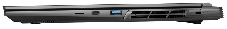 Lado derecho: lector de tarjetas microSD, Thunderbolt 4/USB 4 (USB-C; Power Delivery, DisplayPort), USB 3.2 Gen 1 (USB-A), ranura para un cable de bloqueo