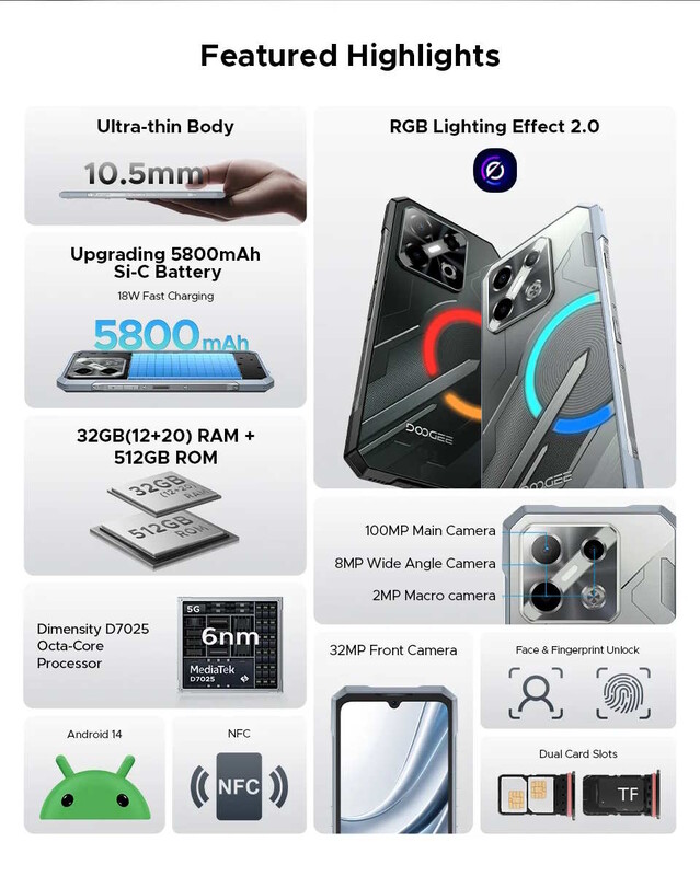 El Blade GT Pro tiene un procesador MediaTek y grandes biseles en la pantalla (Fuente de la imagen: Doogee)