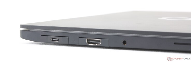 Izquierda: 2 puertos USB-C Thunderbolt 4 con DisplayPort 2.1 + alimentación de 140 W, conector de 3,5 mm para auriculares