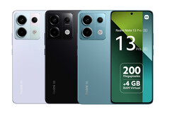 El Redmi Note 13 Pro en sus tres colores de lanzamiento en Europa. (Fuente de la imagen: Xiaomi)